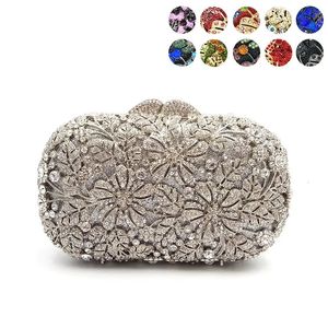 Women evening party bag diamonds elegant crystal clutch luxury bridal wedding wallet purse handbag flower purses 240304