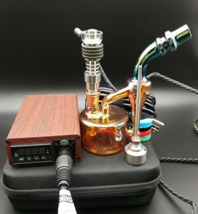 E Digital Nail Kit Elektrischer Dab-Nagel, Holzfarbe, TC-PID-Box, Dabber, Dab-Rig, Domeless, Titan-Vergaserkappe mit Öl-Rig-Bong1489549