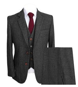 Suits Mens Herringbone Suits 3 Piece Groom Wool Formal Work Business Tailormade Tuxedos Blazer Pants Vest for Wedding