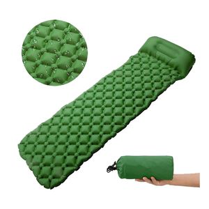 Outdoor inflating Mattress with Pillow Foldable Air Sleeping Pad Camping Mat Cushion Hiking Camp Leisure Mats 240306