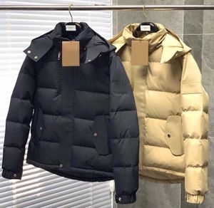 Doudoune Winter Men Black and Beige Down Jacket British Style Parka厚い暖かい短いフード付きビジネスレジャーコート1691969