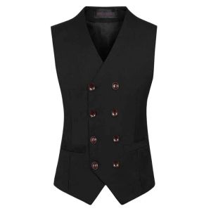 Coletes masculinos colete duplo breasted terno 6xl estilo britânico clássico vestido coletes masculino colete casamento gilet blazer projetos preto