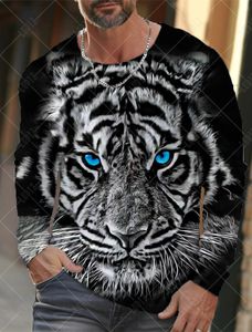 メンズロングスリーブTシャツ3DプリントTシャツメンストリートOネックプルオーバー特大のティーマン服ファッション240223