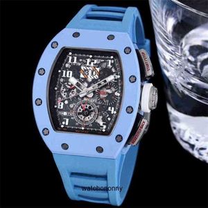 Richa Size zy Zy Menics Mechanics Mens Watch 40x50x16mm RM11-03 RM011 مع حركة آلة التوقيت التلقائية بالكامل 7750 NTPT الكربون