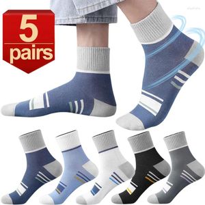 Men's Socks 1/5pairs Cotton Anti-odor High Quality Business Antibacterial Thick Long Trendy Sports Running Men