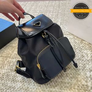 Italian Designer Women Handbag 24 New Fashion Large Capacity Solid Color Backpack Famous Sign High Quality Nylon Spliced Genuine Leather Bucket Bag