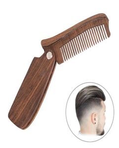 Professional Beard Comb GreenRed Sandalwood Folding Beard Grooming Tools Comb Men Women Wooden Hair Brushes1983252