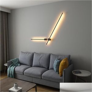 Wall Lamps 1 Pack Long Wall Lamp Modern Led Light Indoor Living Room Bedroom Bedside Home Decor Lighting Fixtures Black 7W Drop Delive Dhamb