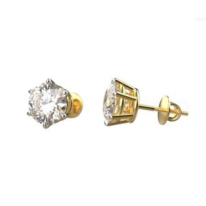 Avarta Sterling Silver 2 Karat Her Solitaire Saplamaları 18K altın cila ve 5a sınıfı kızlar için 5A sınıfı Amerikan Elmasları