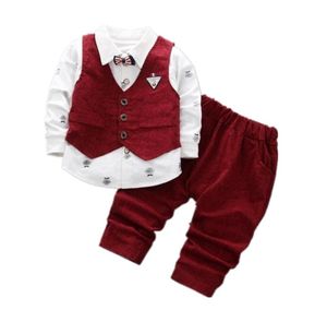 Çocuk moda giyim bahar sonbahar bebek kız kızlar beyefendi yelek pantolon 3pcssets çocuklar bebek pamuk gündelik eşofman 22505642