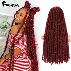 Borboleta Locs Crochet Cabelo Dreadlocks Meche Faux Locks Crochet Tranças Extensões Soft Locks Curly Trança Cabelo Sintético 240226