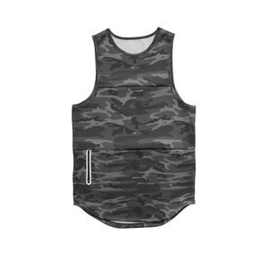 Mens Zipper Sem Mangas Camo Colete Preto Verão Respirável de Secagem Rápida Masculino Apertado Ginásios Musculação Undershirt Fitness Tank Tops 240229