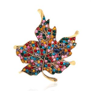 Pins, Brooches Crystal Maple Leaf Brooch Gold Diamond Dress Business Suit Brooches Scarf Buckle Cor Women Men Fashion Jewelry Will An Dh4Ge