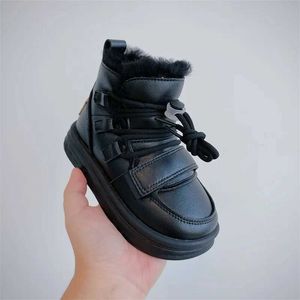 Boots 2023 Winter New Children's Shoes Boys' Windproof Waterproof Snow Boots Thickened Warm Girls' Cotton Boots 4-15 Years OldL2401L2402