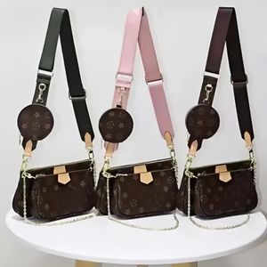 Luxury Tote axelväska handväska designer handväska messager väskor märke crossbody totes pu läder kvinnor mini 3 st/set mynt handväska komposit gammal blomma 25 cm cross body