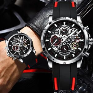 LIGE Mens Watches Original Quartz Watch for Man Waterproof Luminous Soft Silicone Wristwatch Male Date Business Clock 240227