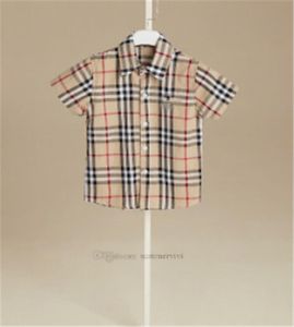 Designer Kids Plaid Shirts Summer Children Lapel Short Sleeve shirt Tops Big Boys Girls Cotton Clothing A71789710955