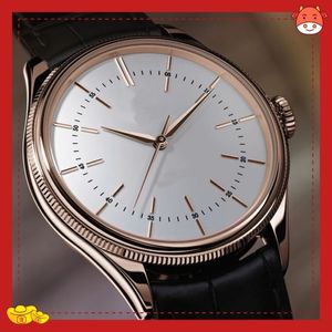 Wysokiej jakości zegarek 39 mm Geneve Cellini 2813 ruch skórzana bransoletka automatyczna męska zegarki 268n