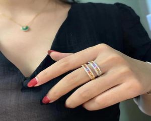 Anéis de casamento luxo colorido zircão completo inlay deslumbrante cristal s925 jóias prateadas para mulheres noivado moda acessórios1174927