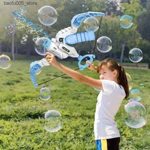 Novelty Games Baby Bath Toys Automatic Bow Bubble Gun Toy 2-in-1 Electric Arrow Bubble Maker Water blower Summer Childrens Outdoor Toys Q240307