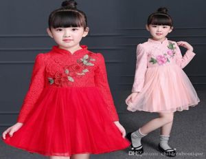 2018 Girls Clothing New Year Dress Spring Autumn Winter Flower Girls Princess Party Dress Cheongsam Chinese Style Kids Dresses Bir8078648