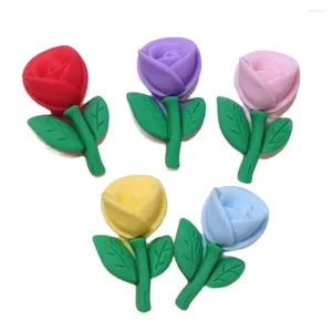 Decorative Flowers 50/100Pcs/Lot Colorful Polymer Clay Rose Flower Bouquet Artificial Wedding Party Home Tableware Mothers' Day Decoration