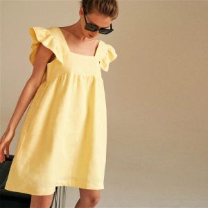 Dress 2022 Women Summer Sexy Dress Square Neck Solid Color Sexy Women Cute Dress Elegant Women Clothes Vestidos