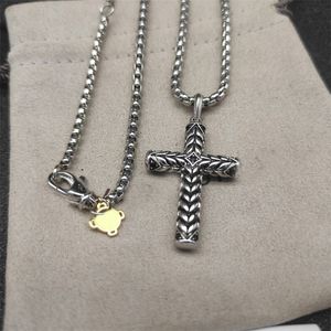 DY регулируемое дизайнерское ожерелье для женщин, длинный трос, мужское ожерелье с покрытием, серебряная винтажная мужская цепочка с подвеской-крестом, модное украшение zh142 b4