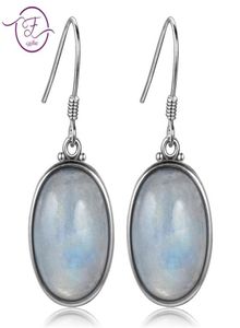 925 Sterling Silver Earrings 10X14MM Large Oval Natural Moonstone Elegant Simple Pendant Whole Engagement Part 2106246456900