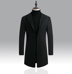 Men039s Trench 2021 Inverno Boutique di moda Abbigliamento casual Business Cappotto lungo in lana Cappotti da uomo Giacche grigie3399026