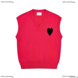 Ami Hoodie Amis Vest Sleeveless Sweater V Neck Paris Fashion Knit Jumper High Street Sweat Winter AM I Heart Coeur Love Jacquard Amisweater Amis Paris 762