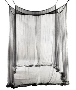 4Corner Bed Netting Canopy Myggnät för queenking -size -säng 190210240cm svart sänggardinrum dekoration9343358