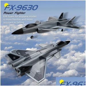Electric/Rc Aircraft Fx9630 Rc Plane J20 Fighter Remote Control Airplane Anti-Collision Soft Rubber Head Glider With Cvert Design Toy Dhqno