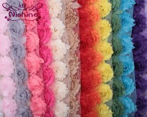 Nishine 15Colors 1 Yards Chic Shabby Chiffon Flowers for Children Hair Accessories 3D Tygblommor för DIY Baby pannband2977901