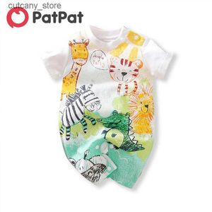 Macacões nova chegada verão e primavera bebê animal impressão bodysuit uma peça colorido bebê meninos e meninas roupas l240307