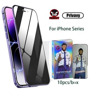 Anti-Peeping-Displayschutzfolien für iPhone 14 12 13 11 15 Pro Max, vollständige Privatsphäre, gehärtete Glasfolie für iPhone X XR XS Max 14Plus 15Plus, 10 Stück/Karton