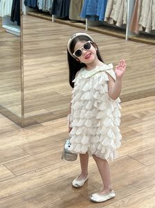 2024 sommer mädchen stereo blütenblätter applique prinzessin kleid kinder Bögen hosenträger kleider süße kinder kleidung Z6993