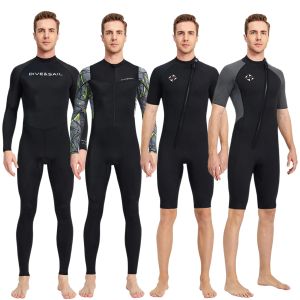 Mayo Erkekler Wetsuit OnePiece Suits Kısa/Uzun Kollu Mayo Sıcak Şnorkel Sörf Sörf Yüzme Dalış Takımı Su Sporları için