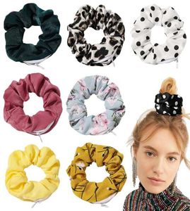 73 Renk PU Fermuper Renk Kafa Bandı Güçlü Bağırsak Saç Bağları Halatlar Elastik Velvet Saç Bandı Kızlar At kuyruğu Cep Zipper Scrunchie6607606