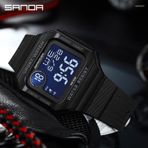 Zegarstki zegarków Sanda moda męskie zegarki sportowe zegarek wojskowy wodoodporny cyfrowy na rękę LED dla mężczyzn zegarowy Masculino