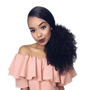 Cordão afro puff kinky encaracolado rabo de cavalo cabelo sintético coque chignon peruca para mulheres updo clipe na extensão do cabelo 7128691