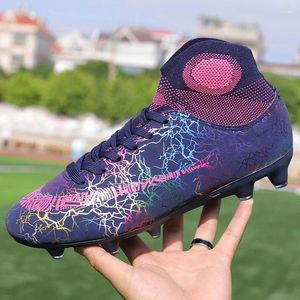 미식 축구 신발 남자 부츠 높은 발목 축구 신발 여자 소프트 그라우드 남자 아이 botas de futbol socks cleats 훈련