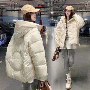 Parkas jaqueta de inverno coreano solto com capuz para baixo jaqueta de algodão 2023 novas mulheres puffer parkas casual quente básico neve usar casaco outwear