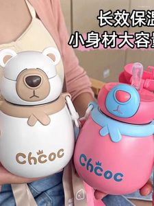 Water Bottles Scarf Bear High Beauty 316 Stainless Steel Student Insulation Cup Internet Red Instagram Cute Little