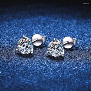 Stud Earrings Real 0.5ct D Color Moissanite For Women 925 Sterling Silver 3 Prong Lab Diamond Ear Studs Pass Test