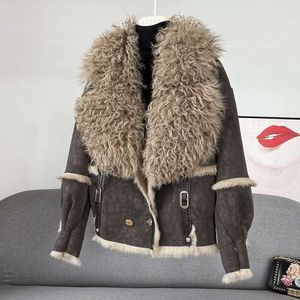 2023 Haining nuovo colletto in lana di coniglio cappotto caldo con vera pelliccia integrata moda donna stile corto 189982
