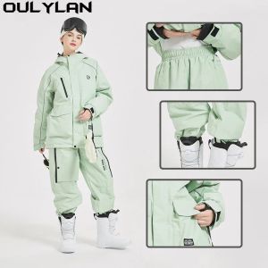 ブーツOulylan Man's and Woman's Snow Wear Water Waterfoof Ski Suit Set Snowboard Clothing Outdoor Costumes防水冬用ジャケットパンツ