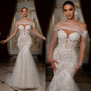 See Through Wedding Dress Sequins Strapless Mermaid Bridal Gowns Sexy Illusion Long Sleeves Bride Dresses Custom Made