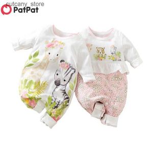 Jumpsuits Summer Baby Girls Clothes Giraffe Zebra Animal Print Toddler Rompers Jumpsuit One piece 0-12M New Arrival L240307