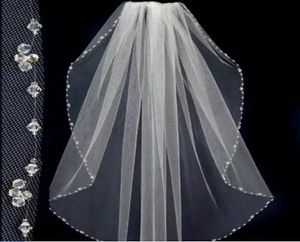 2019 Proste niestandardowe wykonane Whiteivory Sheer Wedding Welles Tiul Koraliki Eage Bridal Veils z grzebieniami jedna warstwowa akcesoria ślubne 4679834